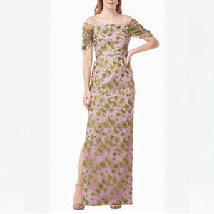 JS COLLECTIONS EMBROIDERED OFF THE SHOULDER EVENING DRESS NWT size 14 Purple